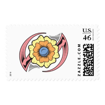 Flower Tribal Tattoo Design Postage Stamps by doonidesigns