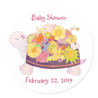 Flower Turtle Baby Shower Stickers sticker