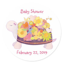 Flower Turtle Baby Shower Stickers stickers