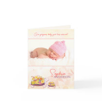 Flower Turtles Baby Girl Photo Birth Announcements Greeting Card