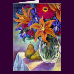 Flower Vase Pears Painting Art - Multi