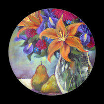 Flower Vase Pears Painting Art - Multi magnets