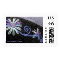 Flower&VineIceBlue postage