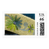 Flower&VineTealGreen postage