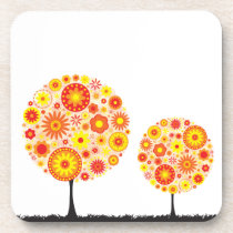 Flower Wishing Tree Orange Drink Coaster