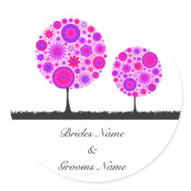Flower Wishing Tree Purple Wedding Stickers