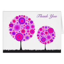 Flower Wishing Tree Purple Wedding Thank You Card