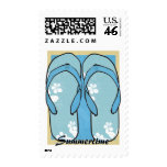 Flowered Blue Flip Flops Postage