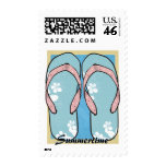 Flowered Blue Flip Flops Postage