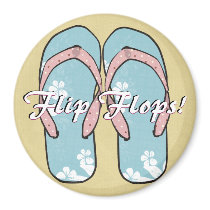 Flowered Blue Flipflops Magnet by Customizables Flowered Blue Flipflops Magnet