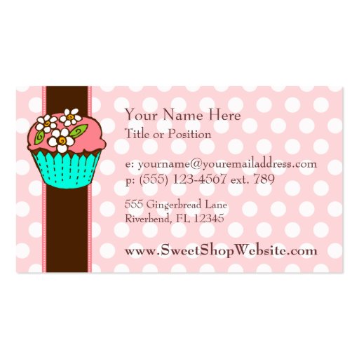 Flowered Cupcake Business Card (back side)