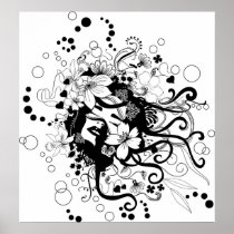 Flowered face poster