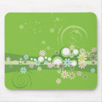 Flowered Green Whimsy mousepads