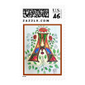 Flowered letter A postage