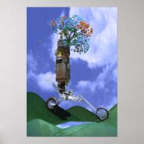 Flowergirl On A Chopper Motorcycle Motor Home Posters