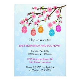 Flowering Branch Easter Eggs Party 5x7 Paper Invitation Card