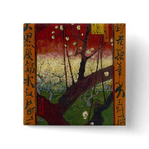 Flowering plum tree Button