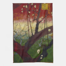 Flowering plum tree Kitchen Towel