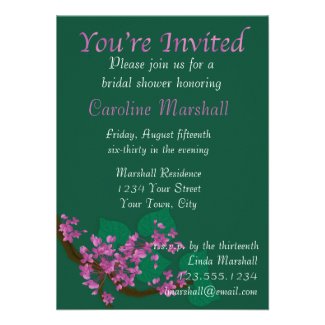 Flowering Redbud Tree Bridal Shower Invitation