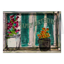 Flowerpots Birthday Greeting Card