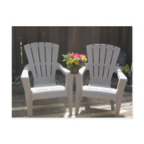 Flowers and Adirondack Chairs Post Card