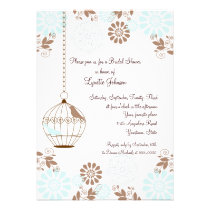 Flowers and Bird Cage Bridal Shower Invitation invitations