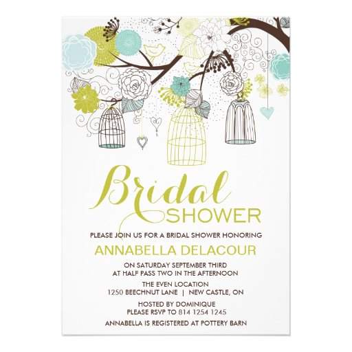 Flowers and Birdcages Bridal Shower Invitation