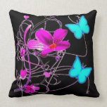 Flowers and Butterflies Throw Pillows