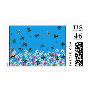 flowers and butterflies stamp