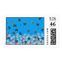 flowers and butterflies postage