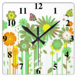 Flowers and Butterflies Wall Clock