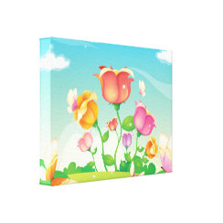 Flowers and Butterflies  Wrapped Canvas wrappedcanvas