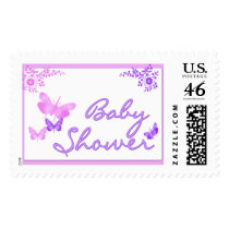 Flowers and butterfly baby shower stamp