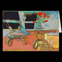 Flowers and Chair Abstract Still Life cards