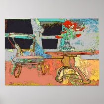 Flowers and Chair Abstract Still Life posters