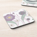 Flowers and dots drink coasters