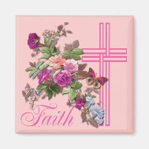 FLOWERS AND FAITH REFRIGERATOR MAGNETS