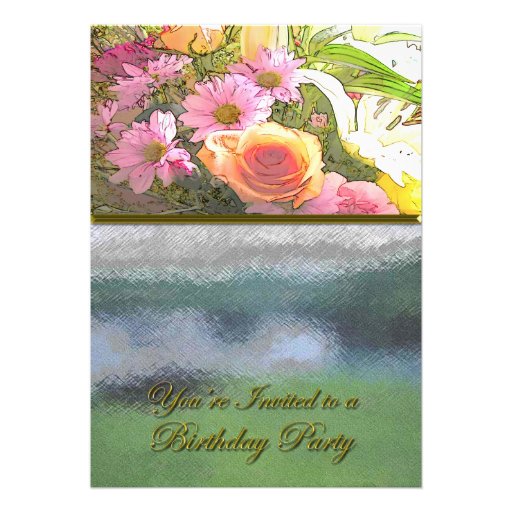 Flowers and Fog Birthday Party Personalized Invites