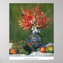 Flowers and Fruit by Pierre Renoir Poster