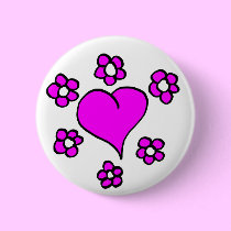 Flowers and Hearts Button buttons