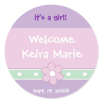 Flowers and Hearts "It's a Girl" Announcement stickers by cutietoots Flowers and Hearts "It's a Girl" Announcement stickers