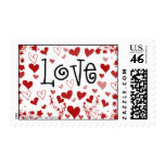 Flowers And Hearts LOVE Postage stamps