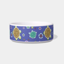 Flowers and Hearts Turtle Pattern Cat Water Bowl