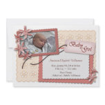 Flowers and Lace Pink Birth Announcements