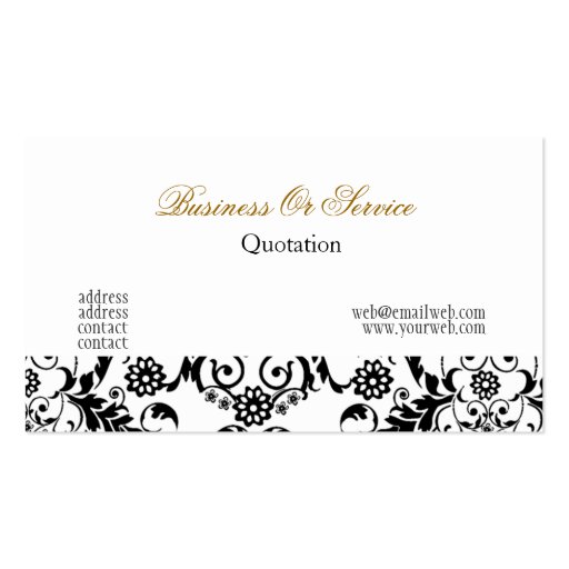 Flowers and Lace Vintage Floral Damask Furniture Business Cards (back side)