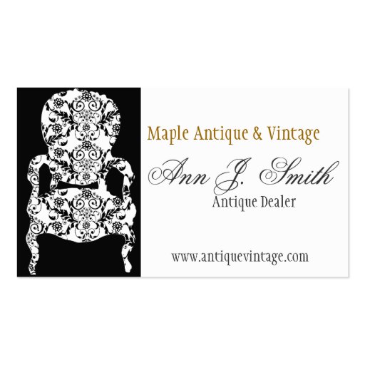Flowers and Lace Vintage Floral Damask Furniture Business Cards (front side)