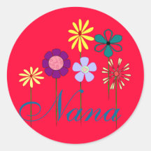 Flowers and name round sticker