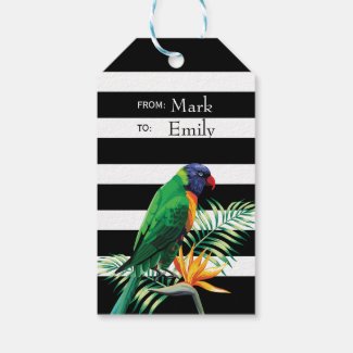Flowers And Parrot Pattern Pack Of Gift Tags