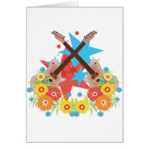 Flowers and pink guitars cards