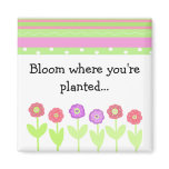 Flowers and Stripes with Saying Refrigerator Magnets